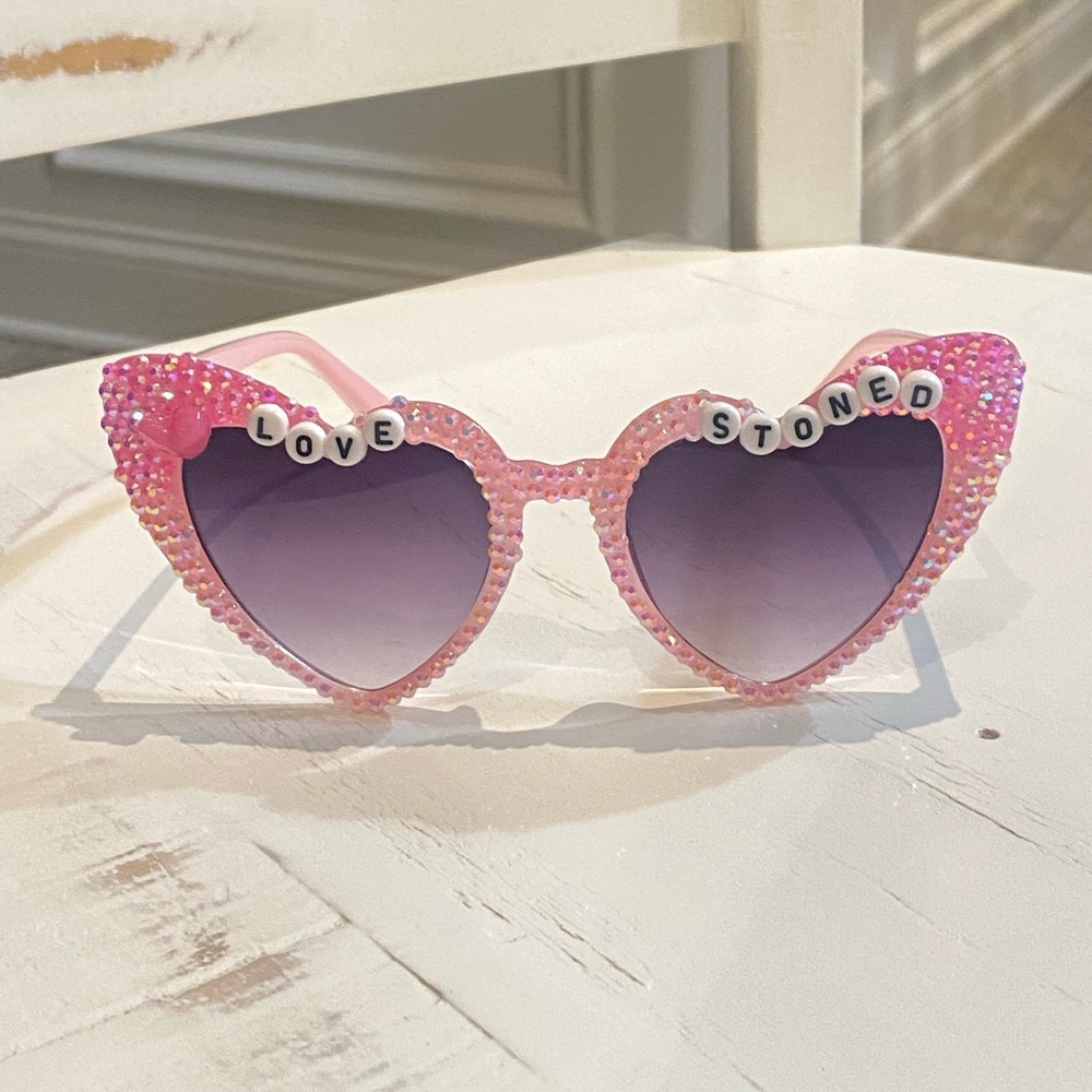 Pink Handmade Justin Timberlake Love Stoned Sunglasses.